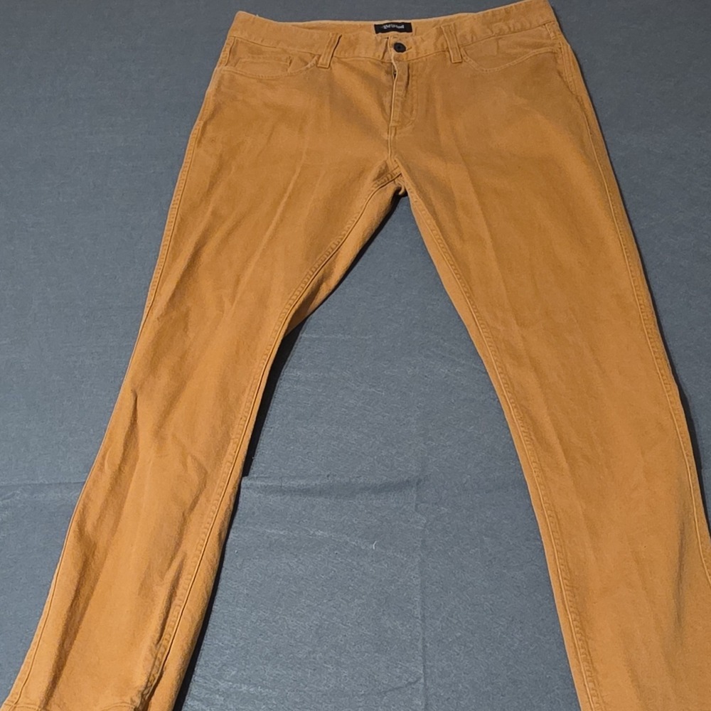 Brixton Men's Slim Fit Brown Cotton Pants Flat Front Straight Leg 5-Pocket